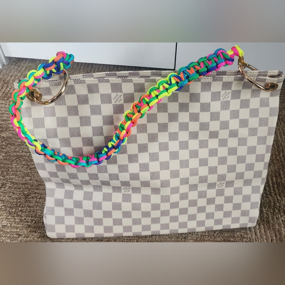 Colorful Custom Painted Designer Inspired Handbag w/ Custom Neon Paracord Strap - Picture 5 of 8